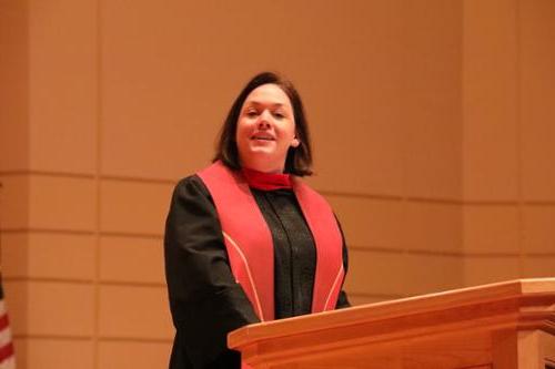 Minister gives a message at inauguration of President Susanna Baxter